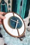 8" Teal Agate Framed Wood Wall Clock