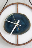 8" Teal Agate Framed Wood Wall Clock