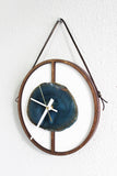 8" Teal Agate Framed Wood Wall Clock