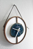 8" Teal Agate Framed Wood Wall Clock