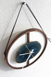 8" Teal Agate Framed Wood Wall Clock