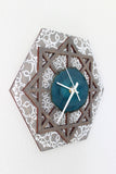 12" Teal Agate Wood Wall Clock