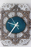 12" Teal Agate Wood Wall Clock