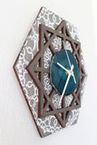 12" Teal Agate Wood Wall Clock