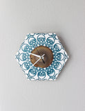 10" Natural Agate Hex Wood Wall Clock