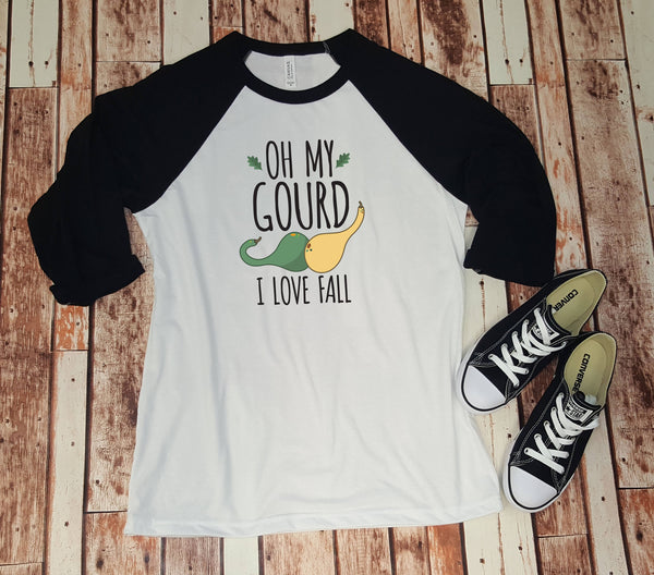 Oh My Gourd I Love Fall - Unisex Baseball Tee - Fall Lover