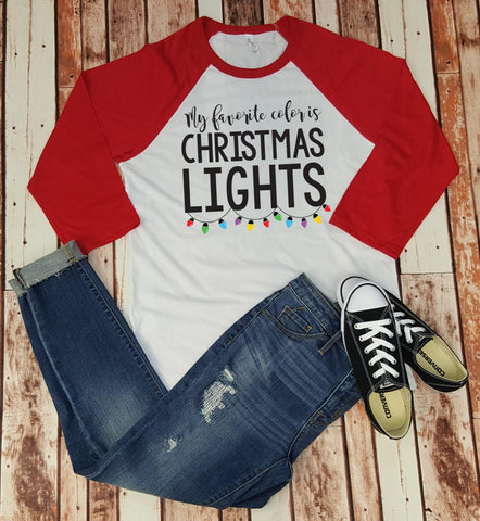 My Favorite Color is Christmas Lights - Christmas Shirt - Baseball Tee - Shirt For Her - Funny Christmas Shirt - Shirt For Him - Unisex