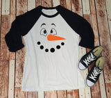 Snowman Shirt - Snowman Face - Baseball Tee - Unisex - Winter Shirt