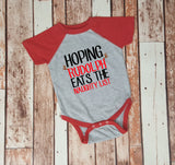 Hoping Rudolph Eats the Naughty List - Kids Christmas Baseball Tee or Bodysuit