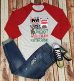 When Santa Squeezes His Fat White Ass Down That Chimney Tonight- Baseball Tee-  Christmas Movie Quote Funny Christmas Shirt - Clark Griswold