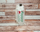 Christmas Drawstring Wine Bag - Hostess Gift - Party Favor - Gift for Wine Lover