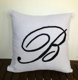 BIG Letter Monogram Embroidered, 26 x26 Sham Decorative Pillows, Personalized Euro Pillow Covers, Custom Alphabet Pillows