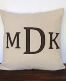 Great gift ideas for her birthday, Home Decor, Three Letter Cream and Brown Personalized monogram covers 18x18" Alphabet pillows