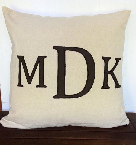 Great gift ideas for her birthday, Home Decor, Three Letter Cream and Brown Personalized monogram covers 18x18" Alphabet pillows