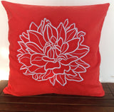 50% OFF Sale Embroidered Decorative Pillow, Red Throw pillow Cover, Red Linen Pillow Cover, Embroidered Pillow Flower IN STOCK