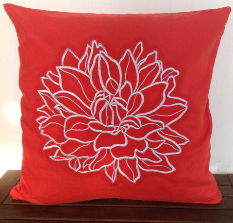 50% OFF Sale Embroidered Decorative Pillow, Red Throw pillow Cover, Red Linen Pillow Cover, Embroidered Pillow Flower IN STOCK