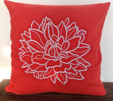 50% OFF Sale Embroidered Decorative Pillow, Red Throw pillow Cover, Red Linen Pillow Cover, Embroidered Pillow Flower IN STOCK
