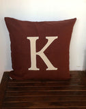 Chocolate Brown and Cream Monogrammed Pillows Custom made Decorative Pillows 18 inches Throw Pillow