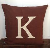 Chocolate Brown and Cream Monogrammed Pillows Custom made Decorative Pillows 18 inches Throw Pillow