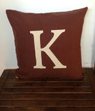 Chocolate Brown and Cream Monogrammed Pillows Custom made Decorative Pillows 18 inches Throw Pillow