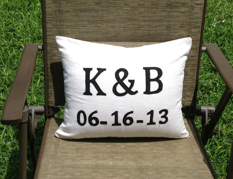 Best romantic gifts for her, Save the Date Pillow, Monogram Pillow Case, Couple's Gift, Wedding Anniversary monogram