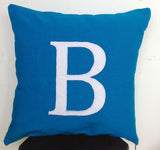 Monogram Pillow Decorative Pillow Turquoise Blue Pillow Covers and White Monogrammed Custom Pillow with AppliquÇ¸d Letter 18 inches