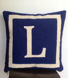 30% OFF unique gift ideas for women, Monogram Pillows 18" x18"x16x16, - Navy blue cushion cover-Alphabet Navy monogram cushion cov
