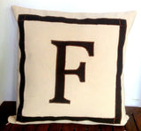 30% OFF Gifts for Her Home, Square pillows Monogram-Black & cream customized throw Pillows, Cotton sofa pillow, Alphabet 16x16 Pillows,