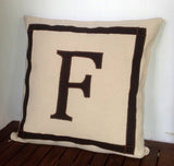 30% OFF Gifts for Her Home, Square pillows Monogram-Black & cream customized throw Pillows, Cotton sofa pillow, Alphabet 16x16 Pillows,