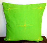 Cotton Sofa Pillows, Accent Green Pillows, Bright Green and Yellow Decorative Throw Pillows, 18x18- Cotton Pillows, Green Home Decor,