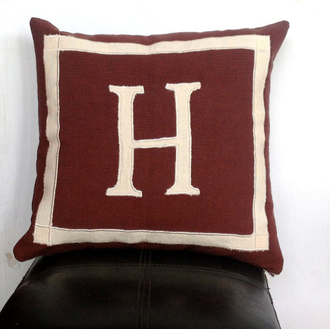 30% OFF Chocolate Brown and Cream Decorative Pillow Cover 16 inches- Made to order Monogrammed Pillow Case
