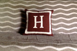 30% OFF Chocolate Brown and Cream Decorative Pillow Cover 16 inches- Made to order Monogrammed Pillow Case