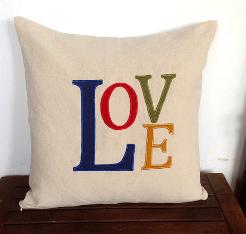 50% OFF Sale Valentine Unique Gifts, Love Valentine Gifts, Monogrammed Pillow Love, Love Pillows, Navy Blue, Red, Green, Yellow 18x18