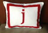 30% OFF Lumbar Monogram White Pillows -Decorative Appliqued Letter Pillows with border-Gift-Wedding Pillows 12x16