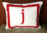 30% OFF Lumbar Monogram White Pillows -Decorative Appliqued Letter Pillows with border-Gift-Wedding Pillows 12x16