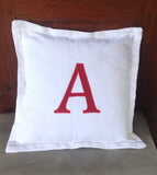 Monogrammed flange throw pillows -Personalized Monogram Pillows, 16x16, Gifts, Anniversary Pillows, Dorm Decor