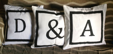 30% OFF pillow sale , 20 inch Monogram pillow covers, Custom letter and border three pillow covers 20 inch pillow covers