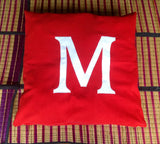 Euro Sham Monogram Covers Made to Order 65cmx65cm-Red and White 26 inches