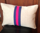 Personalized  color block pillow case -Khaki, pink and navy throw pillows12"x18"' rectangle pillows -personalized