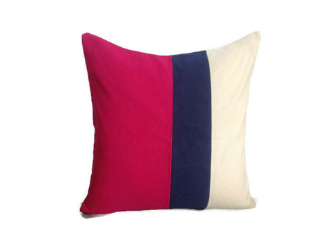 Pink pillow color block 16 inches-pink decorative cushion cover -spring throw pillows - color block cushions