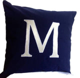Monogrammed Pillows 16 inches Navy Alphabet- big letter cushions- Navy Blue Custom made Decorative Throw Pillow