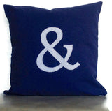 Women s gift ideas, Ampersand Symbol Navy Blue 18 inches monogram pillow, Alphabet cushion cover-customized letter throw pillows,