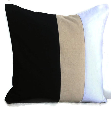 Color block Black, cream and white 16 inches - Throw pillows color block pillows-Custom made to any color