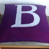 Personalized purple monogrammed Pillows 16" x16" Cotton Pillows Custom Made- purple and white throw pillows