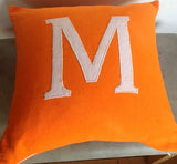 Halloween Personalized throw pillows-Orange alphabet monogrammed pillow custom Made-14 inch big letter pillows