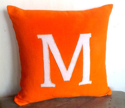 Halloween Personalized throw pillows-Orange alphabet monogrammed pillow custom Made-14 inch big letter pillows