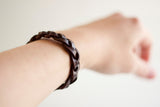 Braided Leather Bracelet/Dark Brown/Espresso