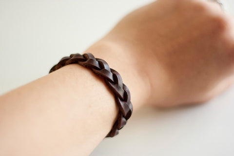 Braided Leather Bracelet/Dark Brown/Espresso