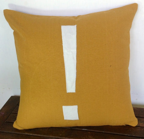 Mustard yellow monogram cushion cover-Symbol Exclamation mark 16 inch cushion cover-personalized monogram cover in stock