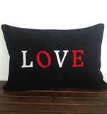 50% OFF Sale Shabby Chic Pillows, Valentine Pillows, Handmade Love Monogrammed Pillow Cover 12x18 inches black love pillow cover mothers day